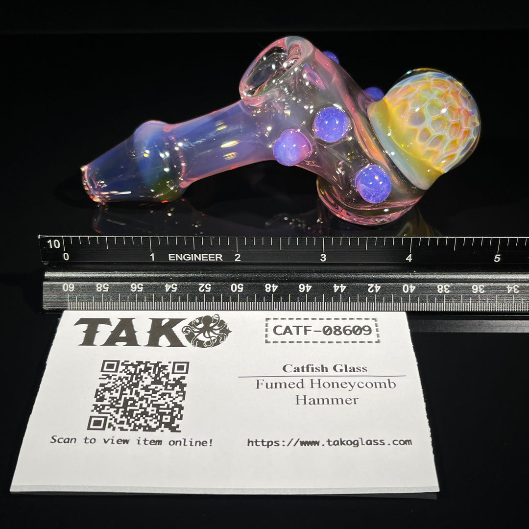 Fumed Honeycomb Hammer Glass Pipe Catfish Glass