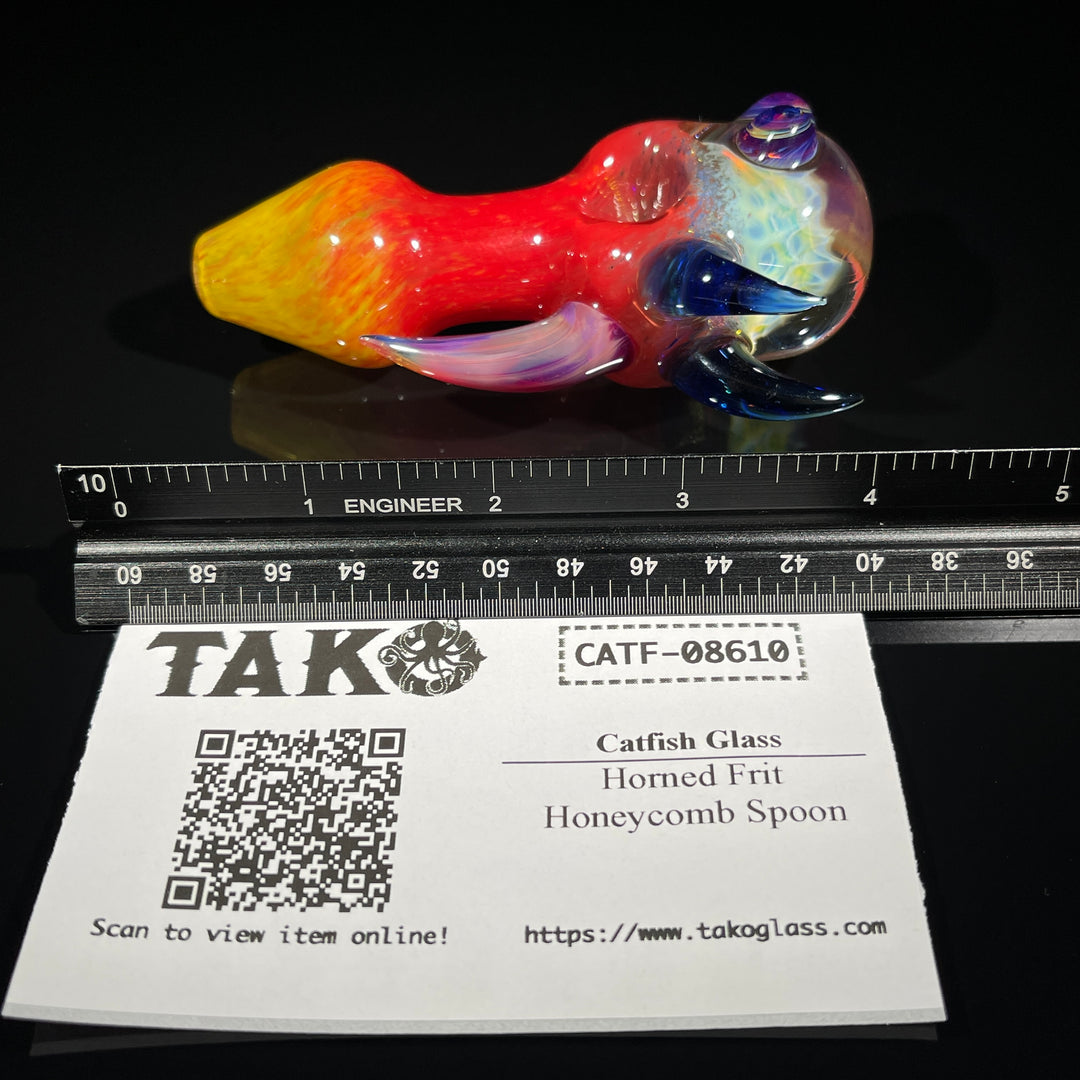 Horned Frit Honeycomb Spoon Glass Pipe Catfish Glass