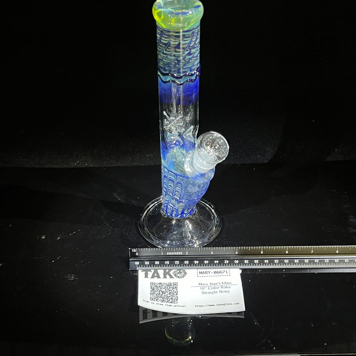 10" Color Rake Straight Bong Glass Pipe Mary Jane's Glass   