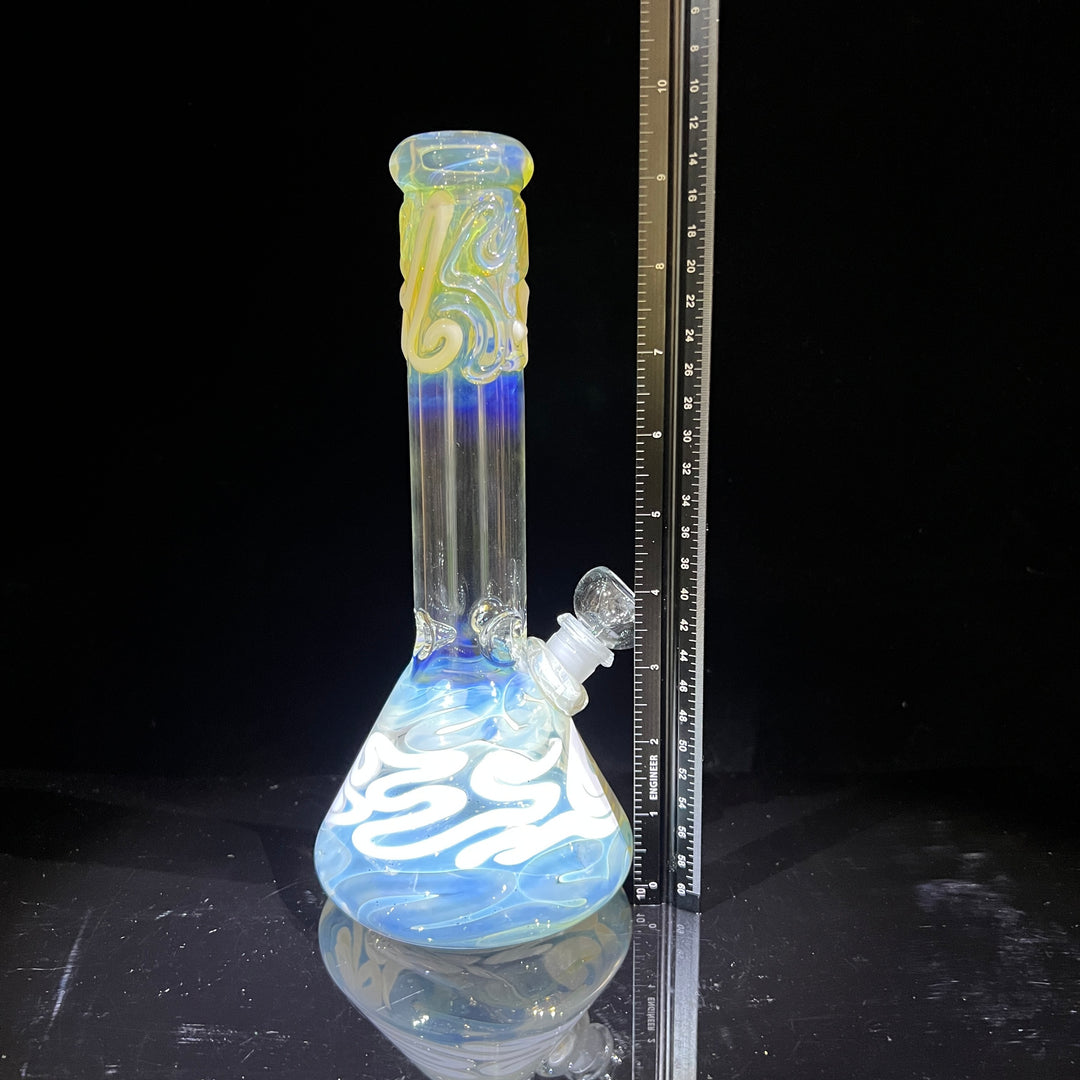 10" Color Squiggle Beaker Bong Glass Pipe Mary Jane's Glass   