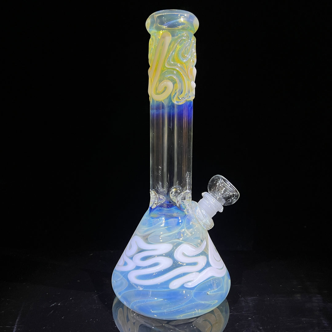 10" Color Squiggle Beaker Bong Glass Pipe Mary Jane's Glass   