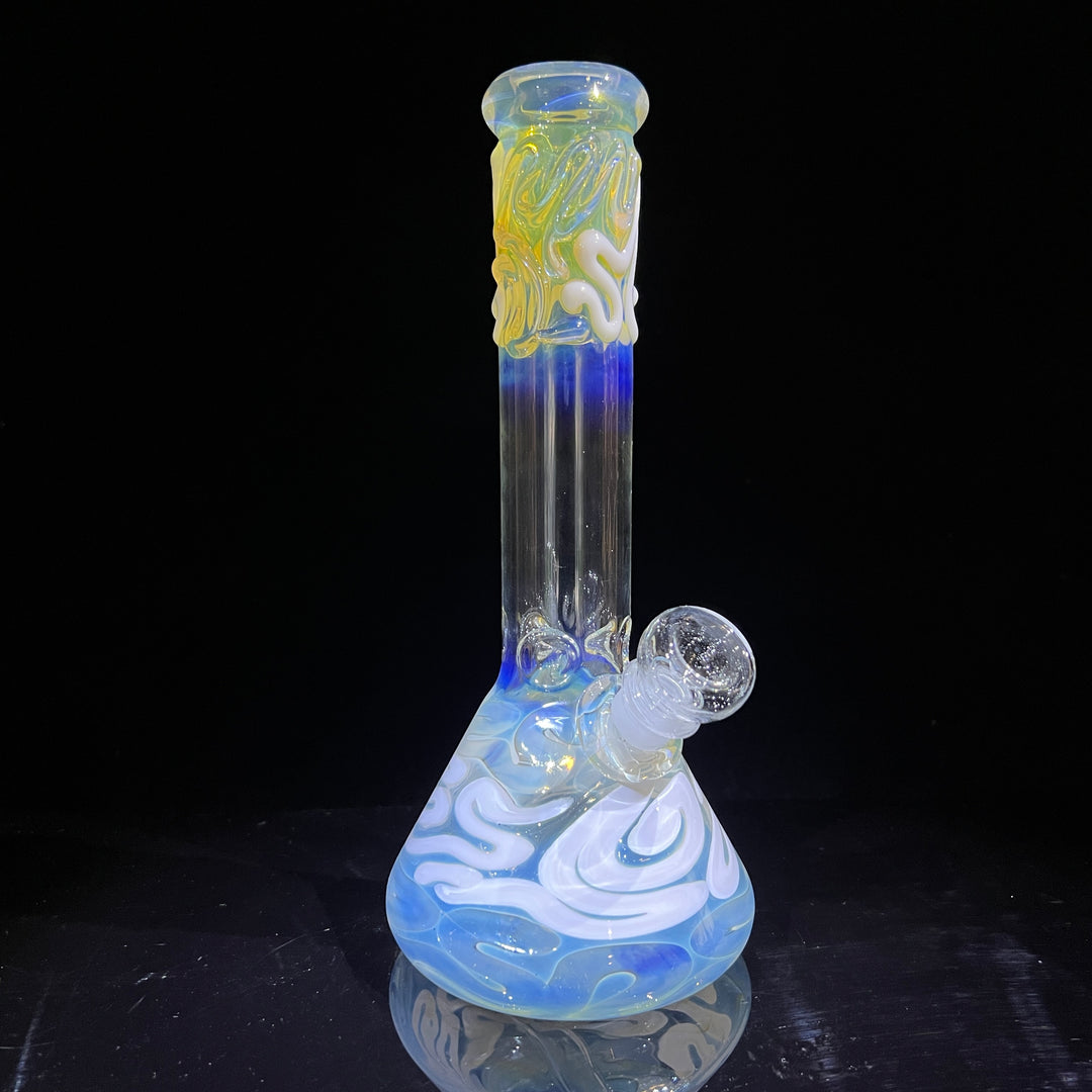 10" Color Squiggle Beaker Bong Glass Pipe Mary Jane's Glass   