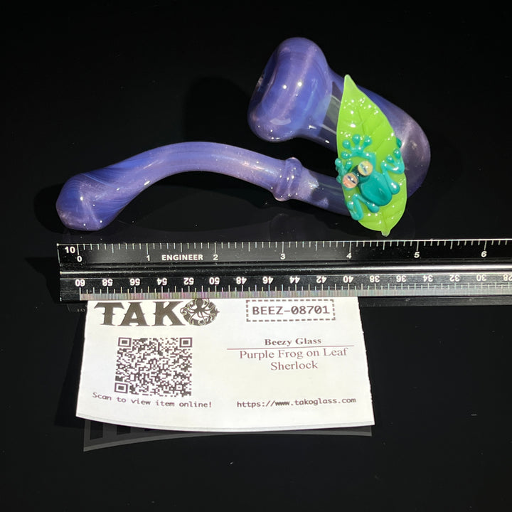 Purple Frog on Leaf Sherlock Glass Pipe Beezy Glass