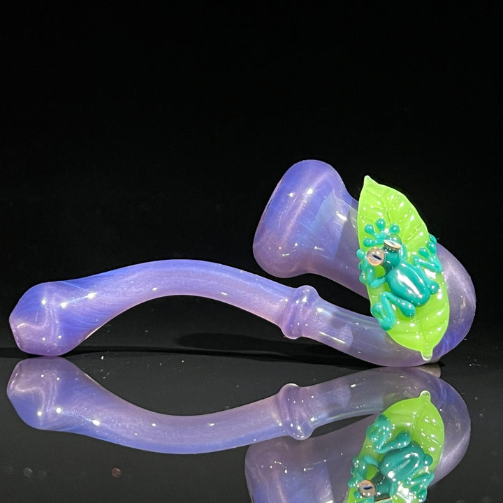 Purple Frog on Leaf Sherlock Glass Pipe Beezy Glass