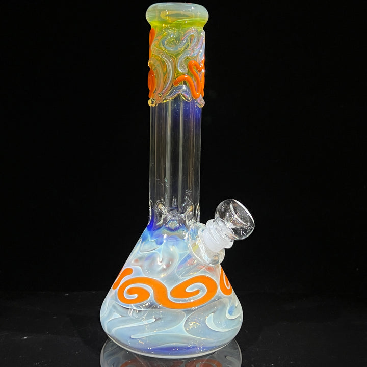 10" Color Squiggle Beaker Bong Glass Pipe Mary Jane's Glass   