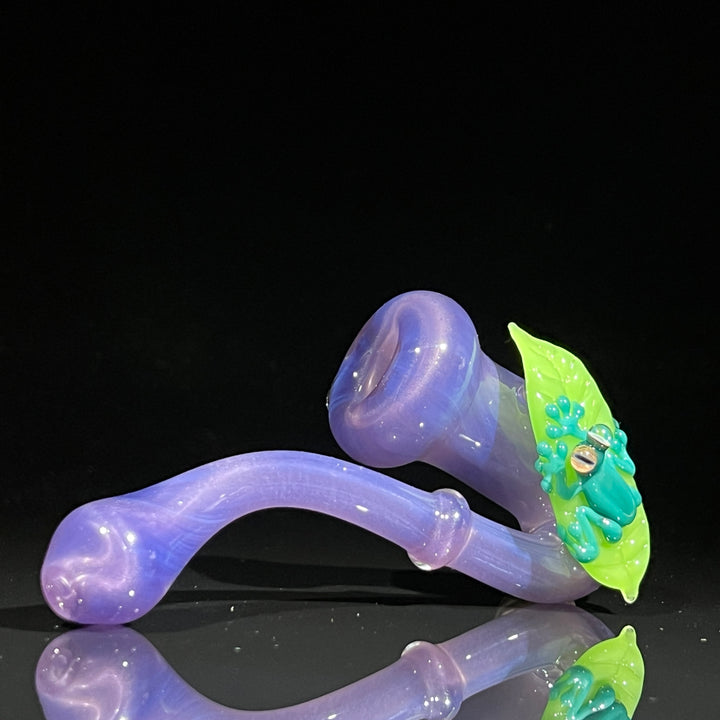 Purple Frog on Leaf Sherlock Glass Pipe Beezy Glass