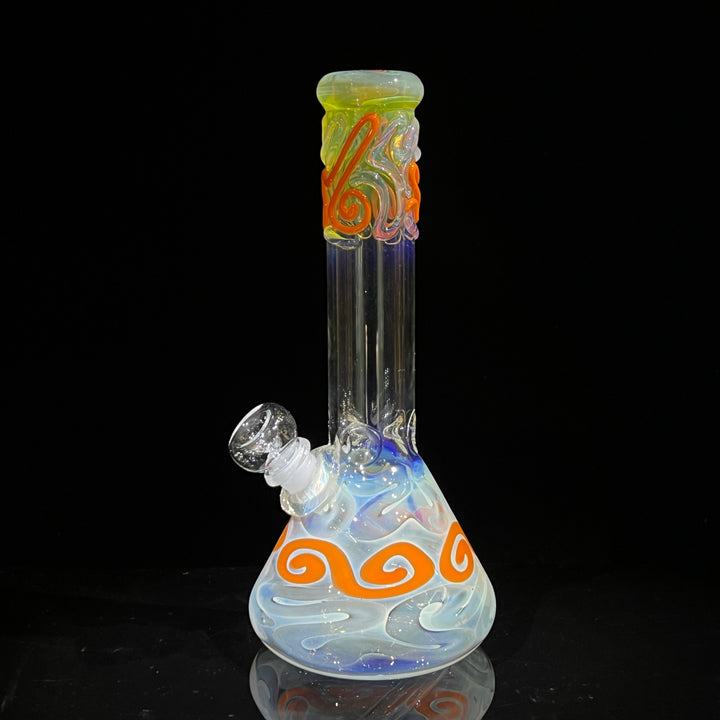 10" Color Squiggle Beaker Bong Glass Pipe Mary Jane's Glass   