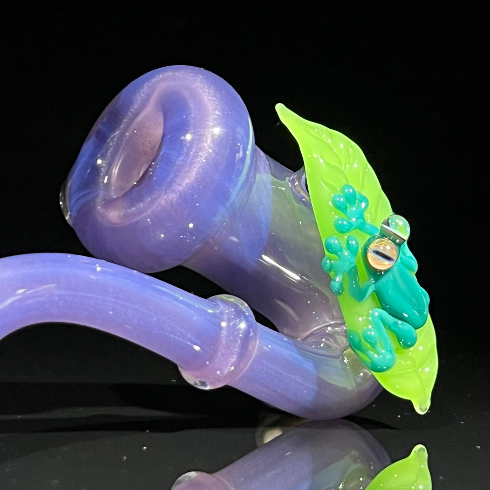 Purple Frog on Leaf Sherlock Glass Pipe Beezy Glass