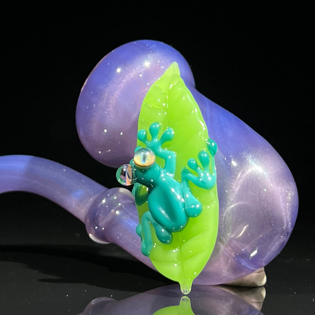 Purple Frog on Leaf Sherlock Glass Pipe Beezy Glass