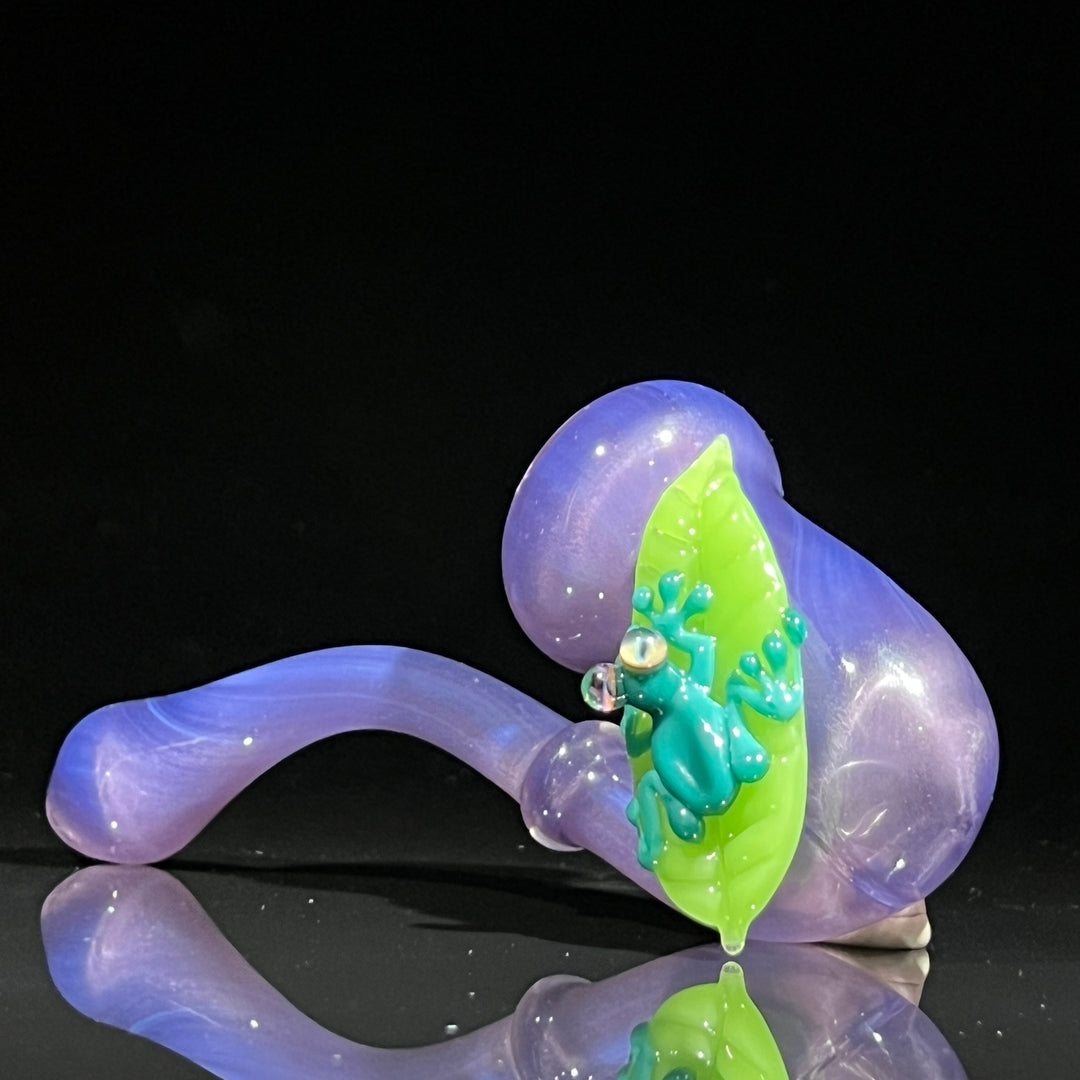 Purple Frog on Leaf Sherlock Glass Pipe Beezy Glass