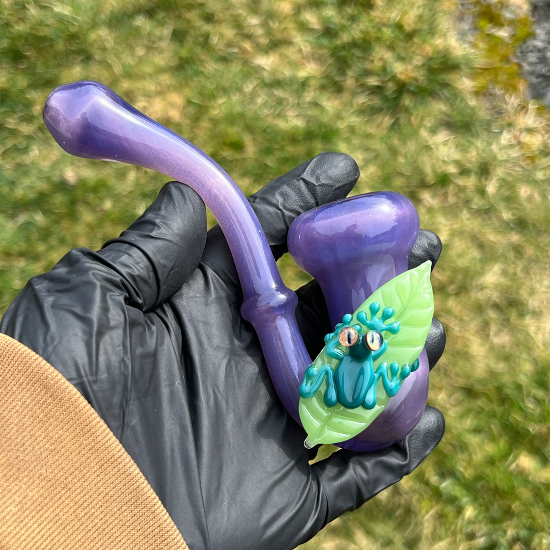 Purple Frog on Leaf Sherlock Glass Pipe Beezy Glass