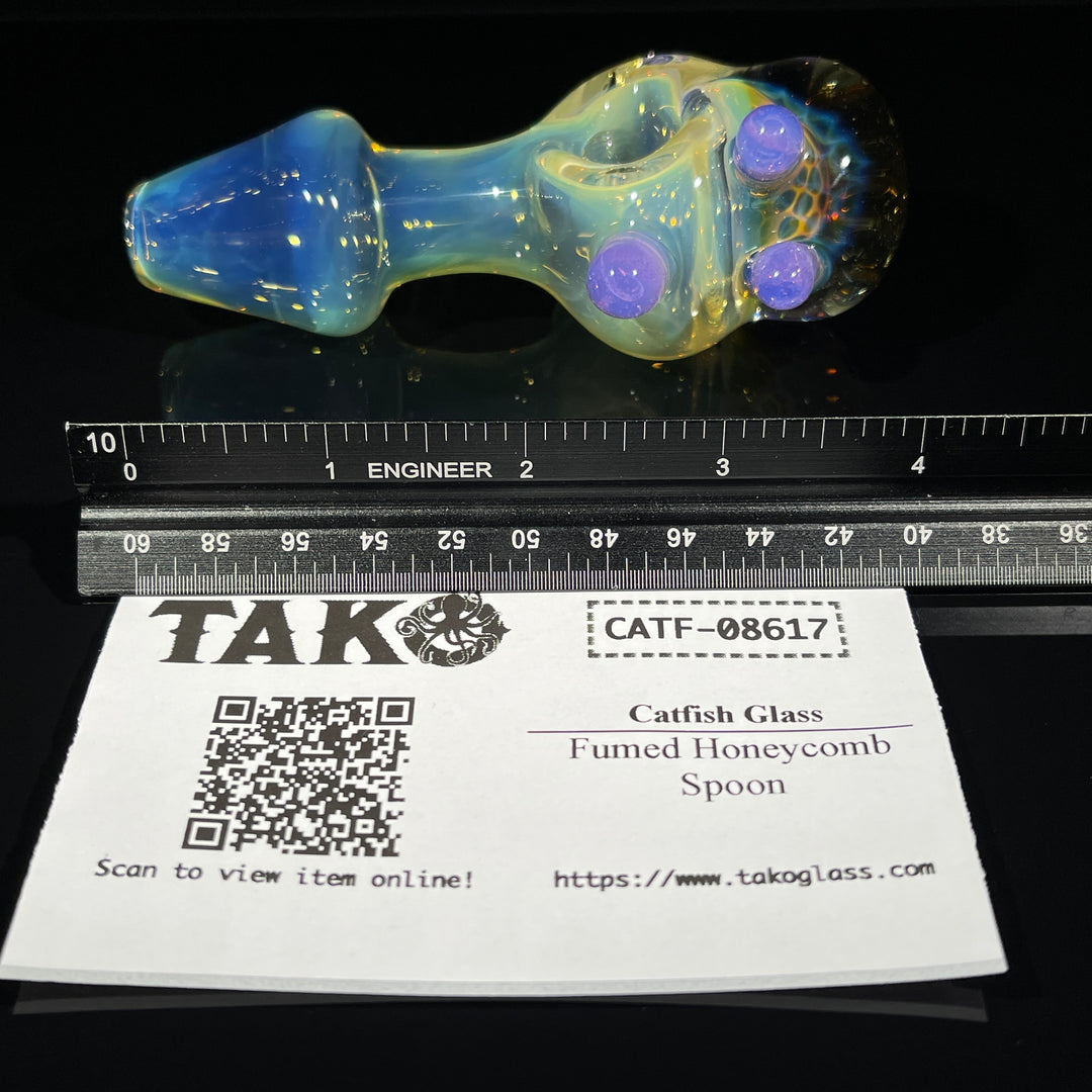 Fumed Honeycomb Spoon Glass Pipe Catfish Glass