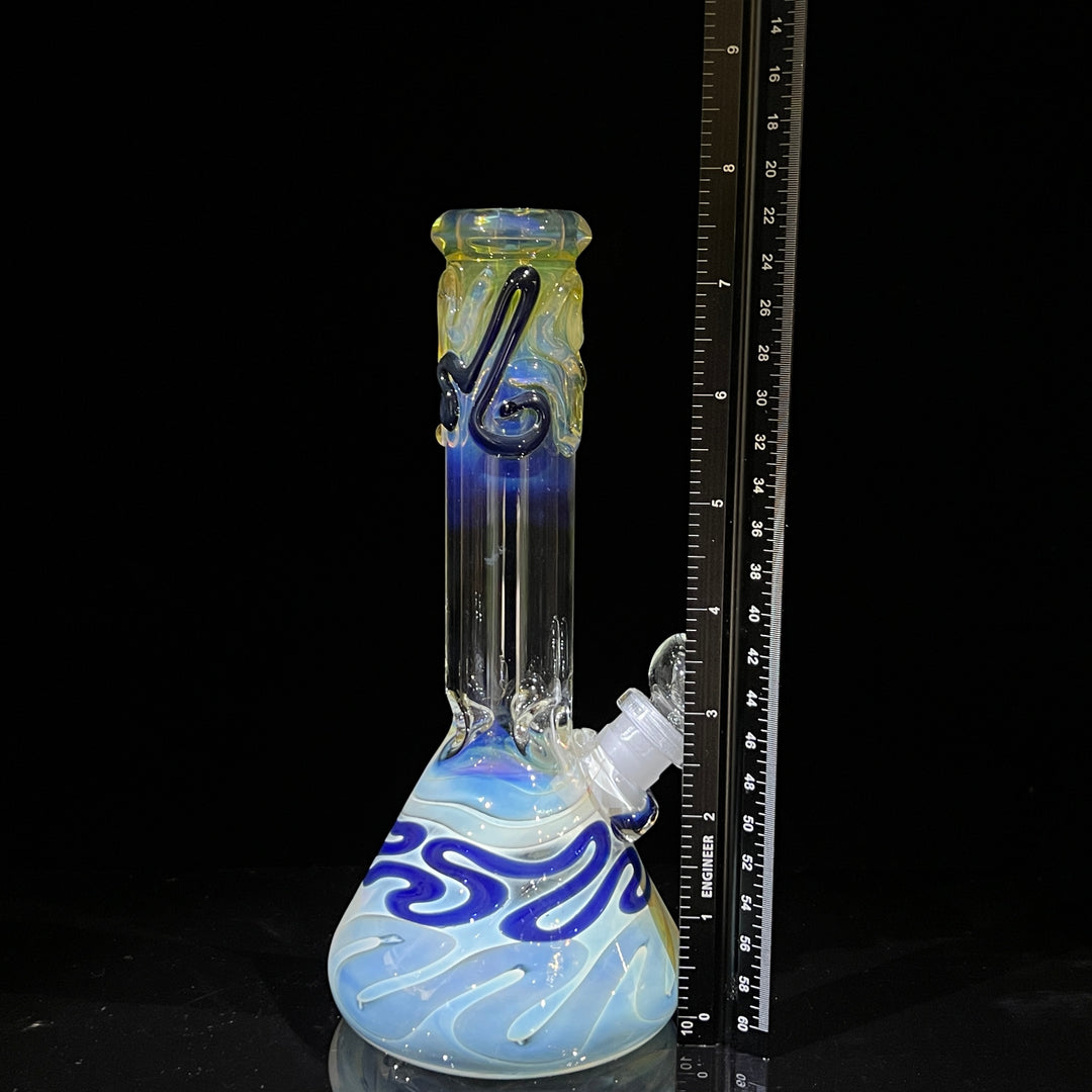 8" Fumed Color Squiggle Beaker Bong Glass Pipe Mary Jane's Glass   