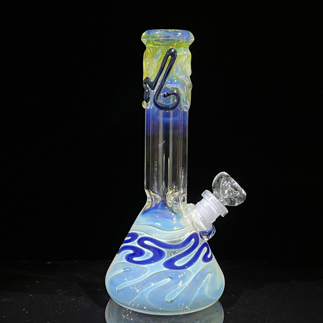 8" Fumed Color Squiggle Beaker Bong Glass Pipe Mary Jane's Glass   