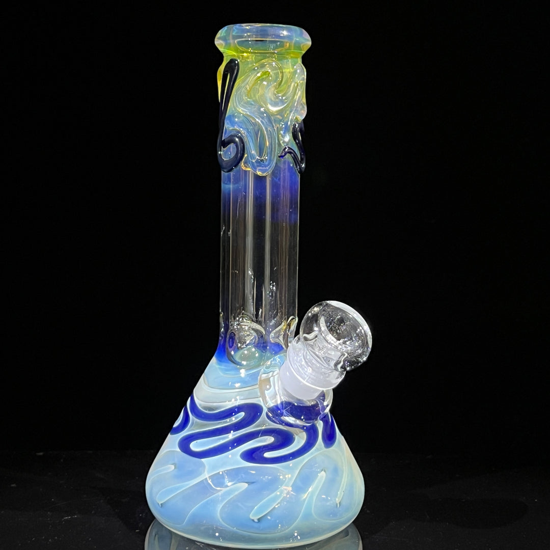 8" Fumed Color Squiggle Beaker Bong Glass Pipe Mary Jane's Glass   