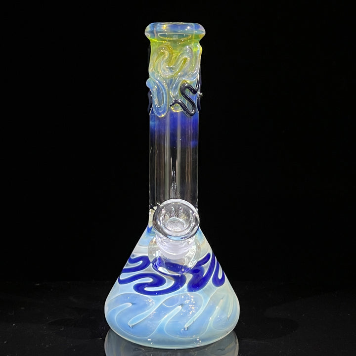 8" Fumed Color Squiggle Beaker Bong Glass Pipe Mary Jane's Glass   