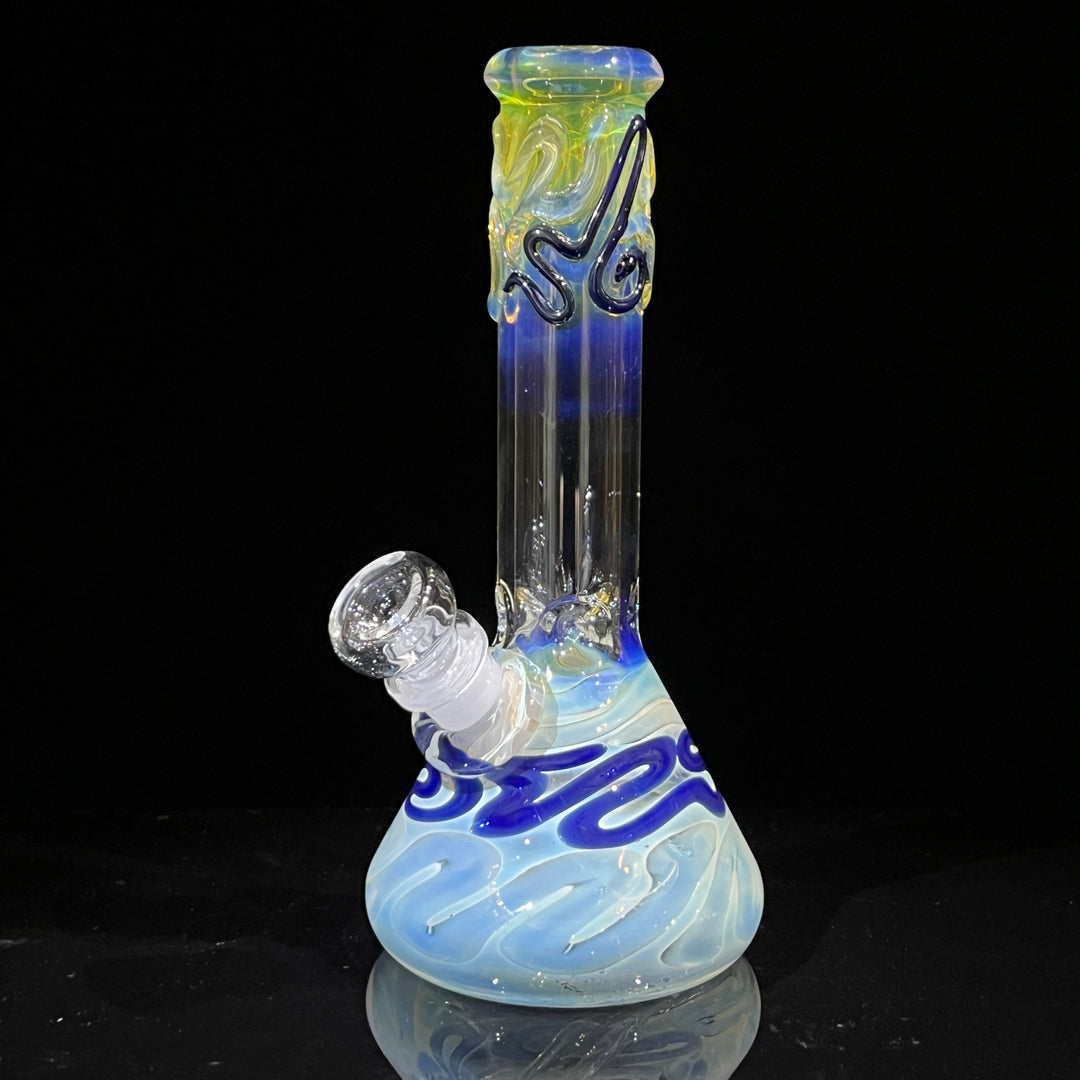 8" Fumed Color Squiggle Beaker Bong Glass Pipe Mary Jane's Glass   