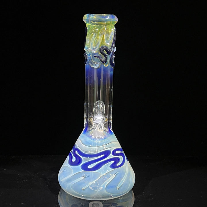 8" Fumed Color Squiggle Beaker Bong Glass Pipe Mary Jane's Glass   