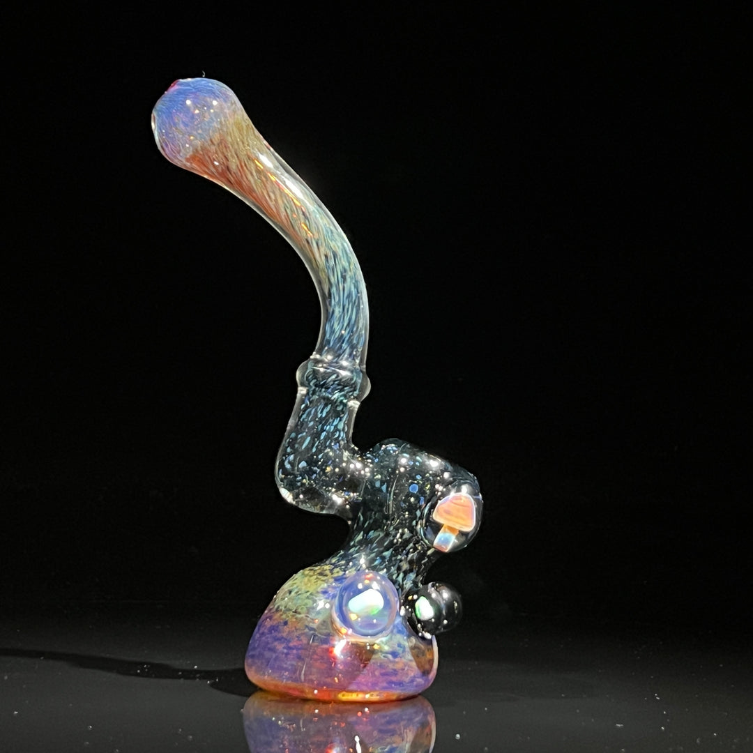 Purple Magic Mushroom Opal Sherlock Bubbler Glass Pipe Beezy Glass