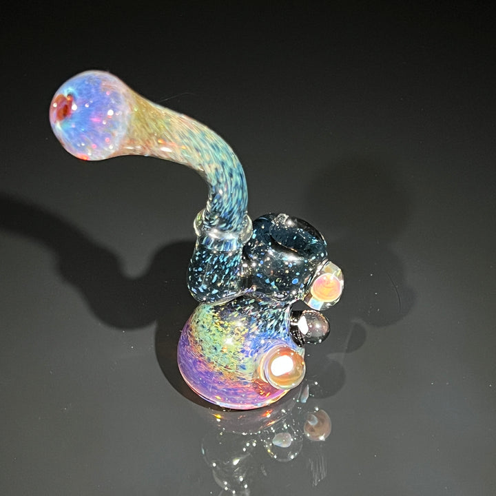 Purple Magic Mushroom Opal Sherlock Bubbler Glass Pipe Beezy Glass