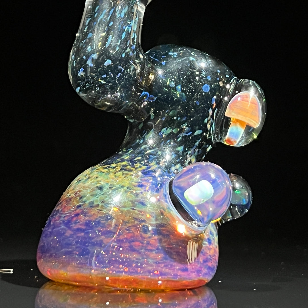 Purple Magic Mushroom Opal Sherlock Bubbler Glass Pipe Beezy Glass