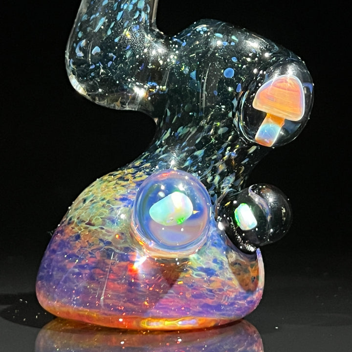 Purple Magic Mushroom Opal Sherlock Bubbler Glass Pipe Beezy Glass