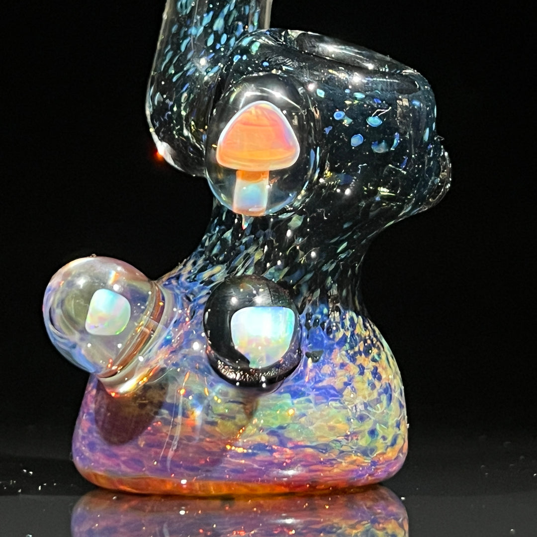 Purple Magic Mushroom Opal Sherlock Bubbler Glass Pipe Beezy Glass