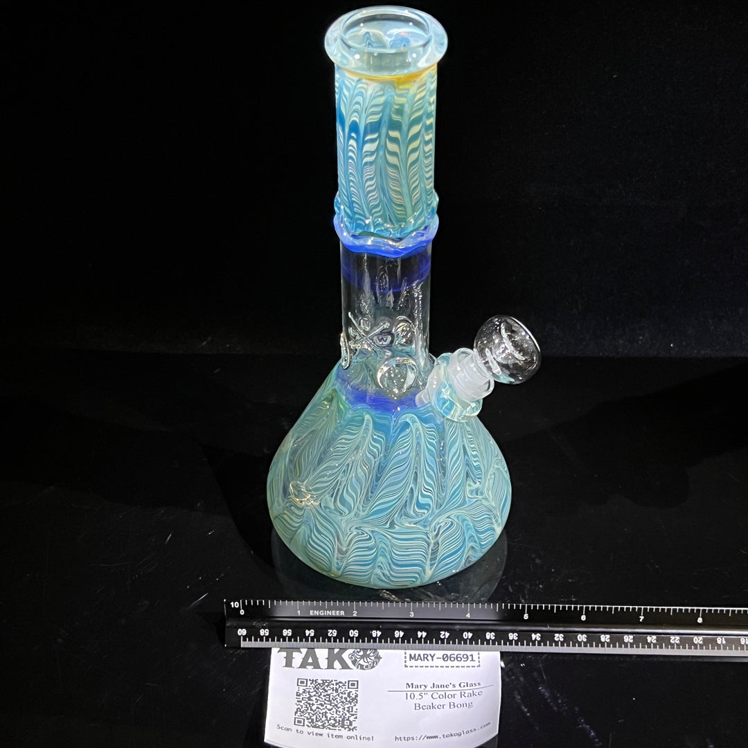 10.5" Color Rake Beaker Bong Glass Pipe Mary Jane's Glass   