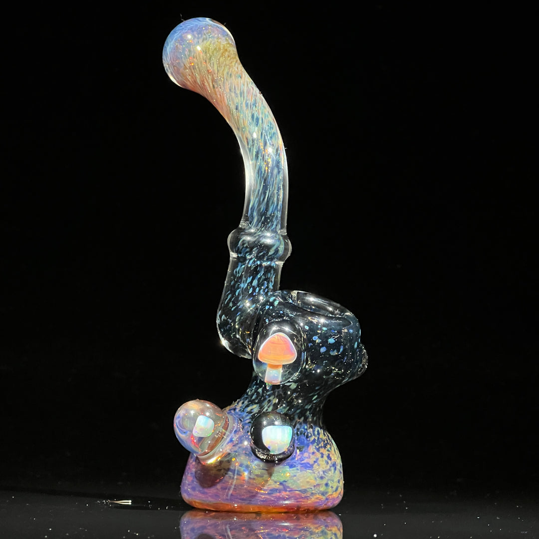 Purple Magic Mushroom Opal Sherlock Bubbler Glass Pipe Beezy Glass