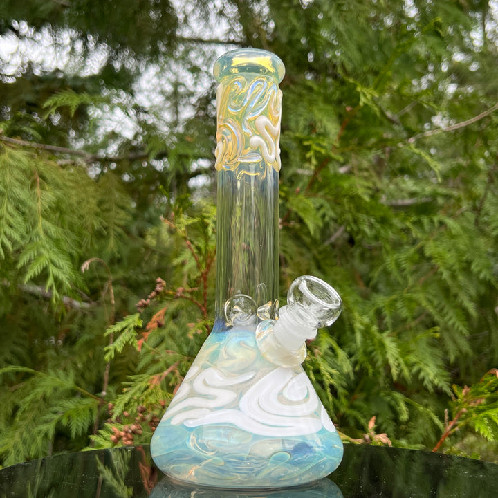 10" Color Squiggle Beaker Bong Glass Pipe Mary Jane's Glass   