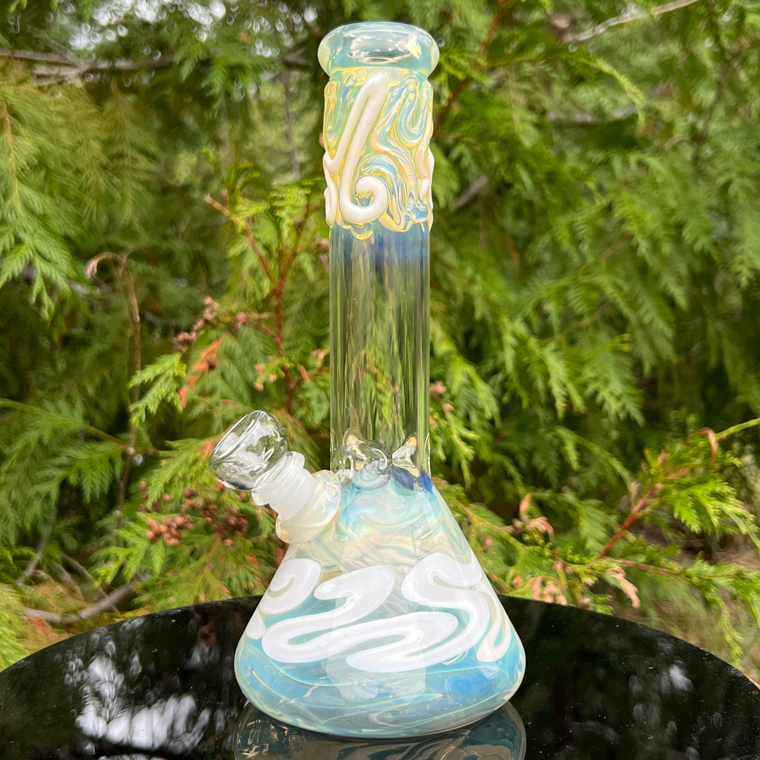 10" Color Squiggle Beaker Bong Glass Pipe Mary Jane's Glass   