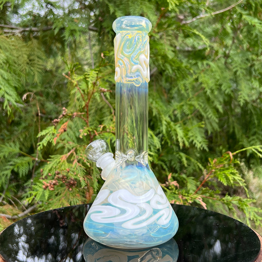 10" Color Squiggle Beaker Bong Glass Pipe Mary Jane's Glass   