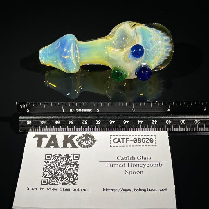 Fumed Honeycomb Spoon Glass Pipe Catfish Glass