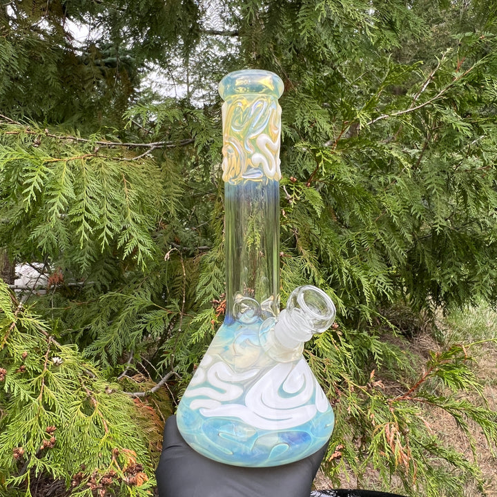 10" Color Squiggle Beaker Bong Glass Pipe Mary Jane's Glass   