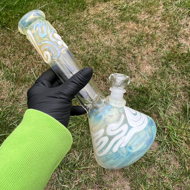 10" Color Squiggle Beaker Bong Glass Pipe Mary Jane's Glass   