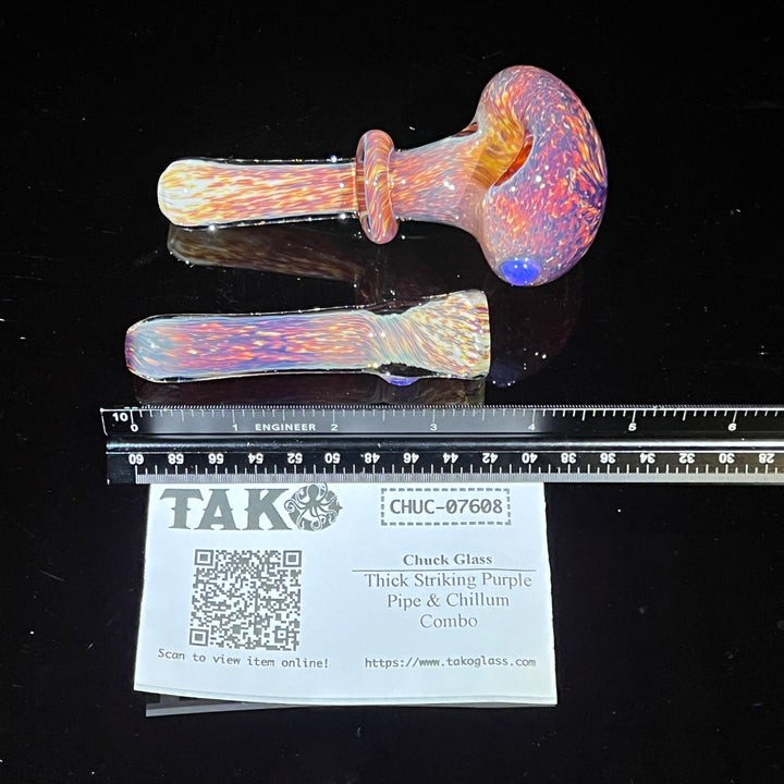 Thick Striking Purple Pipe & Chillum Combo Glass Pipe Chuck Glass