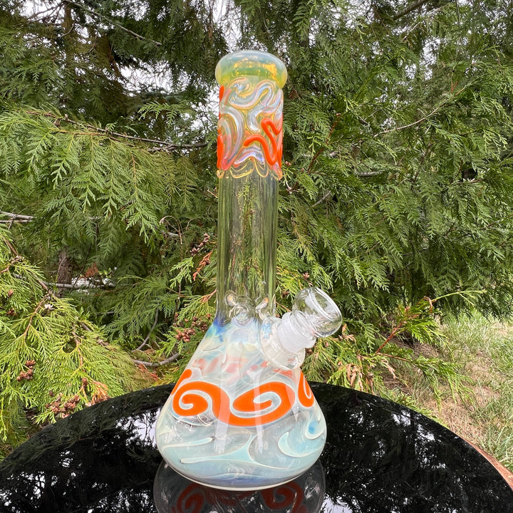 10" Color Squiggle Beaker Bong Glass Pipe Mary Jane's Glass   