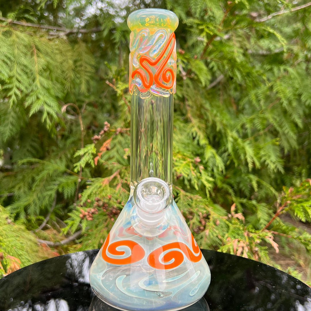 10" Color Squiggle Beaker Bong Glass Pipe Mary Jane's Glass   