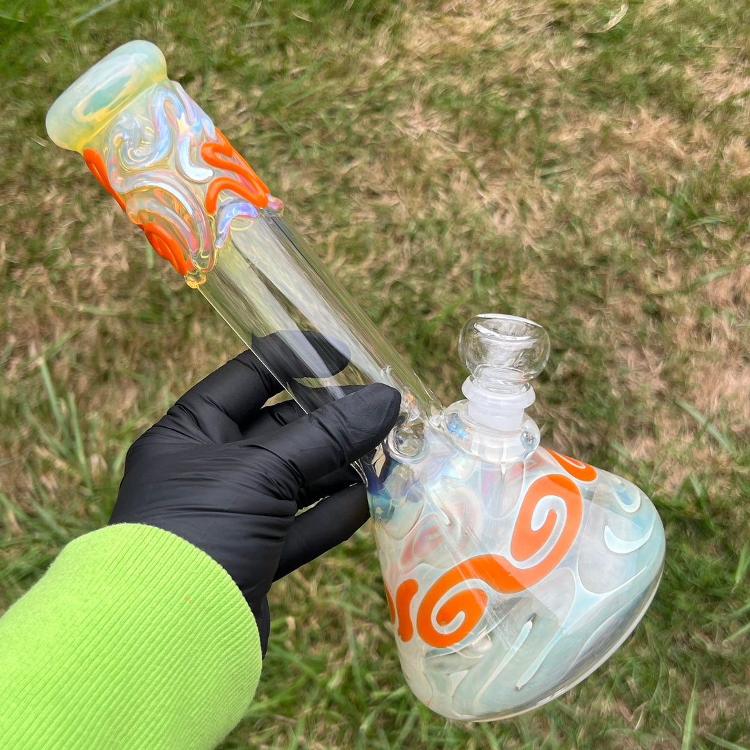 10" Color Squiggle Beaker Bong Glass Pipe Mary Jane's Glass   