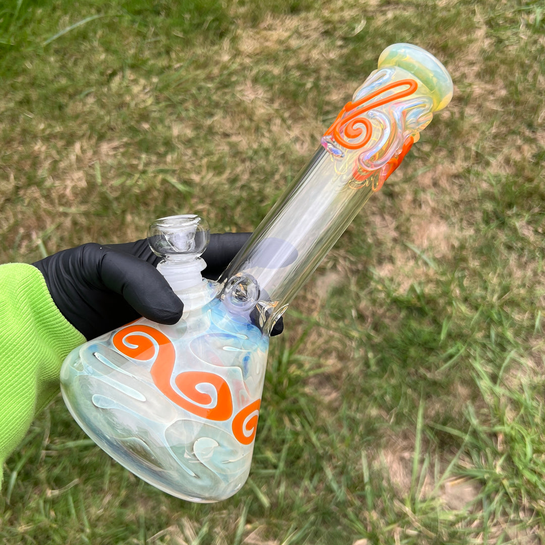 10" Color Squiggle Beaker Bong Glass Pipe Mary Jane's Glass   