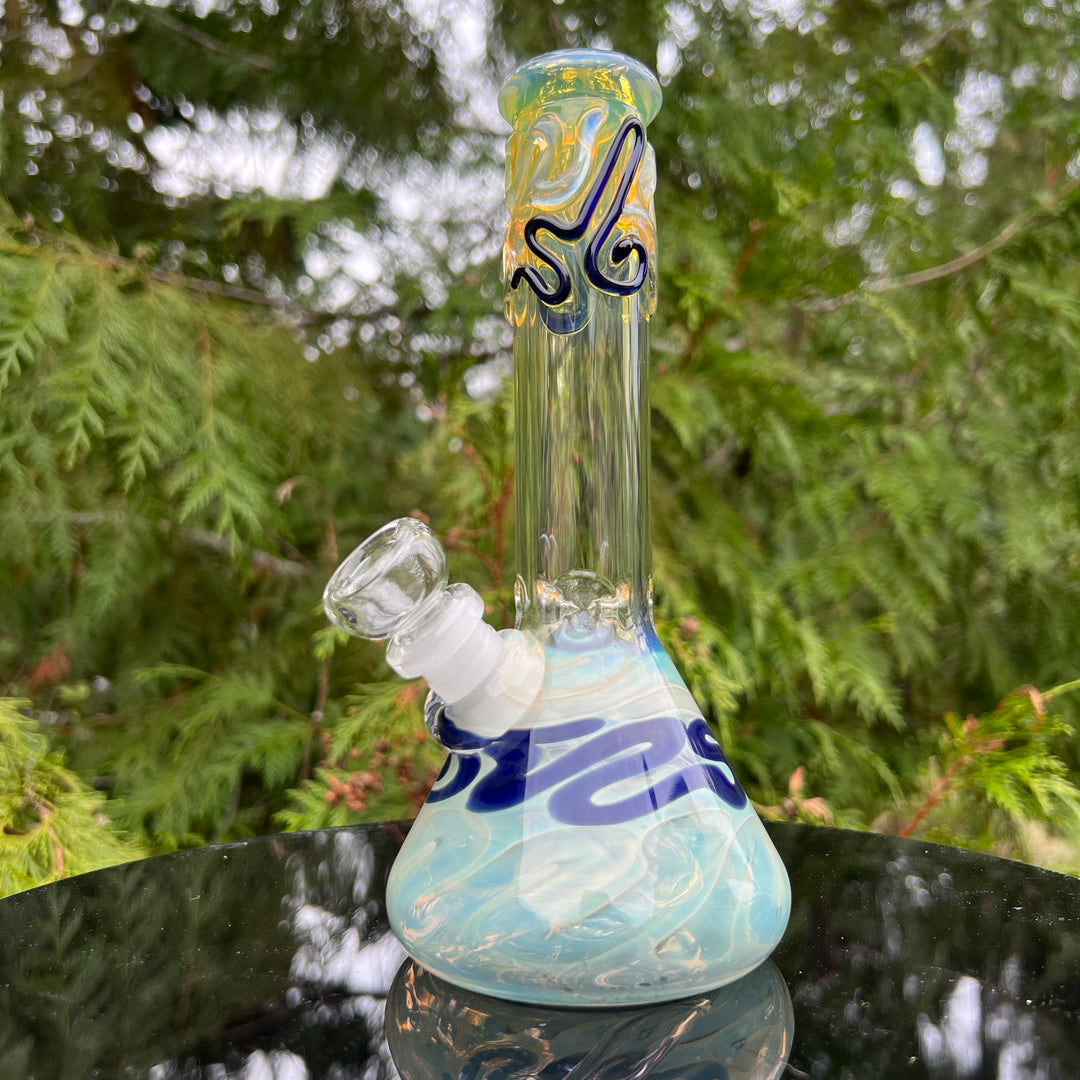 8" Fumed Color Squiggle Beaker Bong Glass Pipe Mary Jane's Glass   