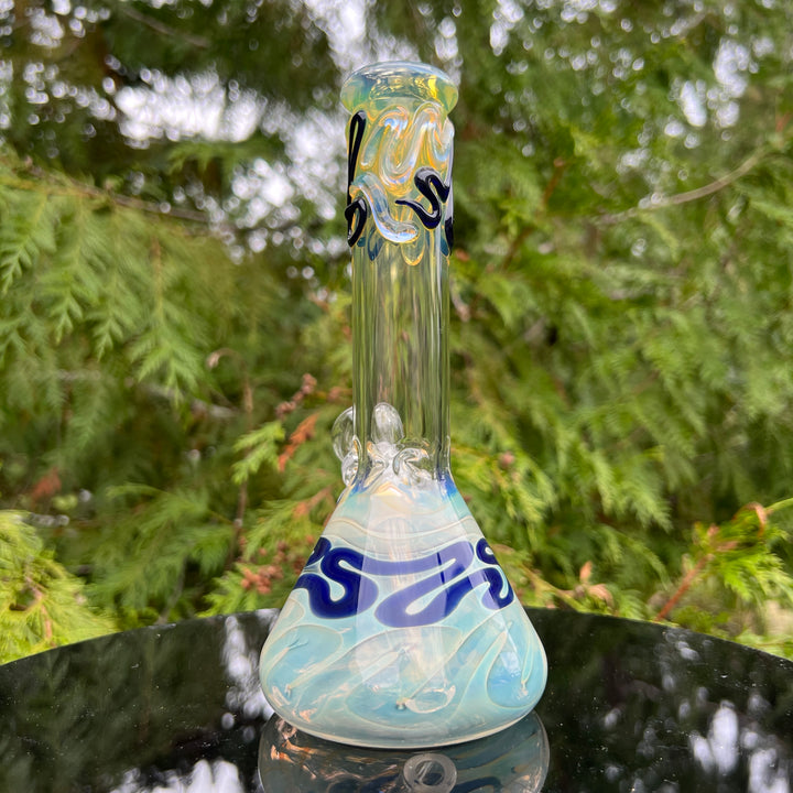 8" Fumed Color Squiggle Beaker Bong Glass Pipe Mary Jane's Glass   