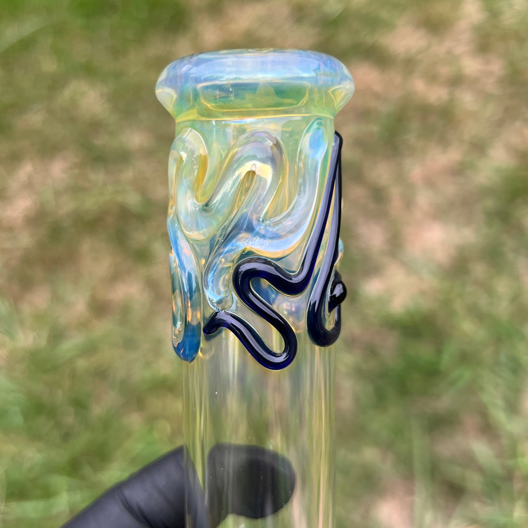 8" Fumed Color Squiggle Beaker Bong Glass Pipe Mary Jane's Glass   