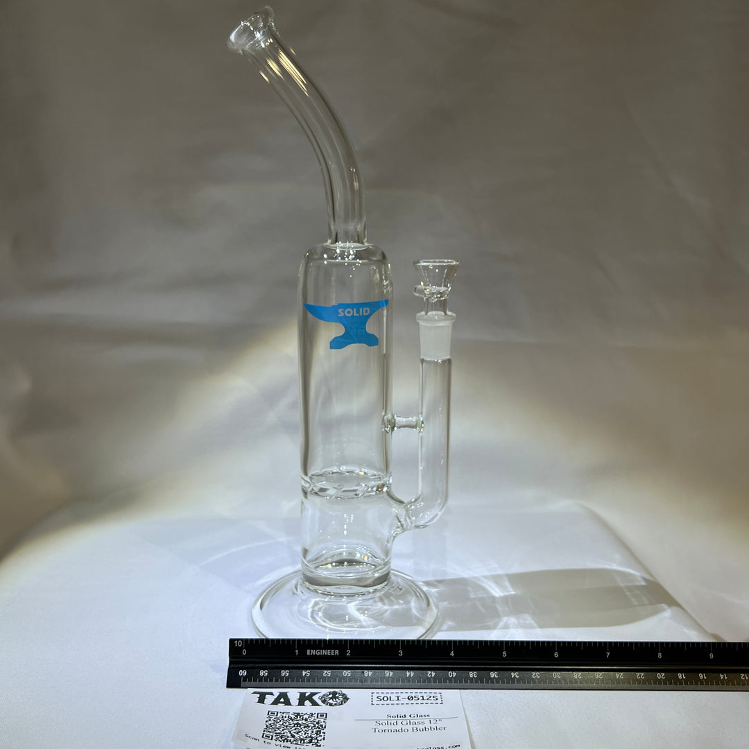 Solid Glass 12" Tornado Bubbler Glass Pipe Solid Glass   