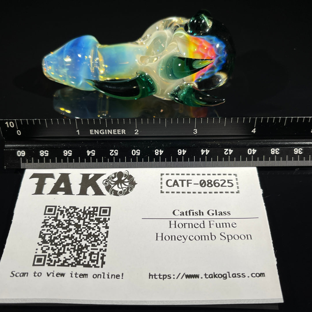 Horned Fume Honeycomb Spoon Glass Pipe Catfish Glass