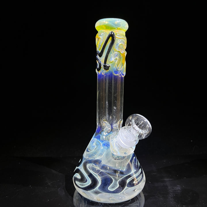 8" Fumed Color Squiggle Beaker Bong Glass Pipe Mary Jane's Glass   