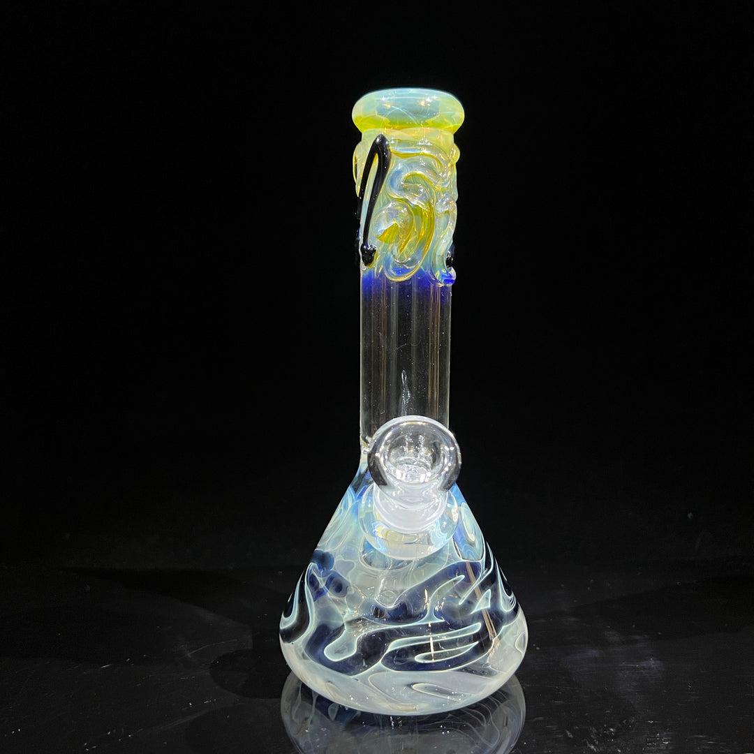 8" Fumed Color Squiggle Beaker Bong Glass Pipe Mary Jane's Glass   