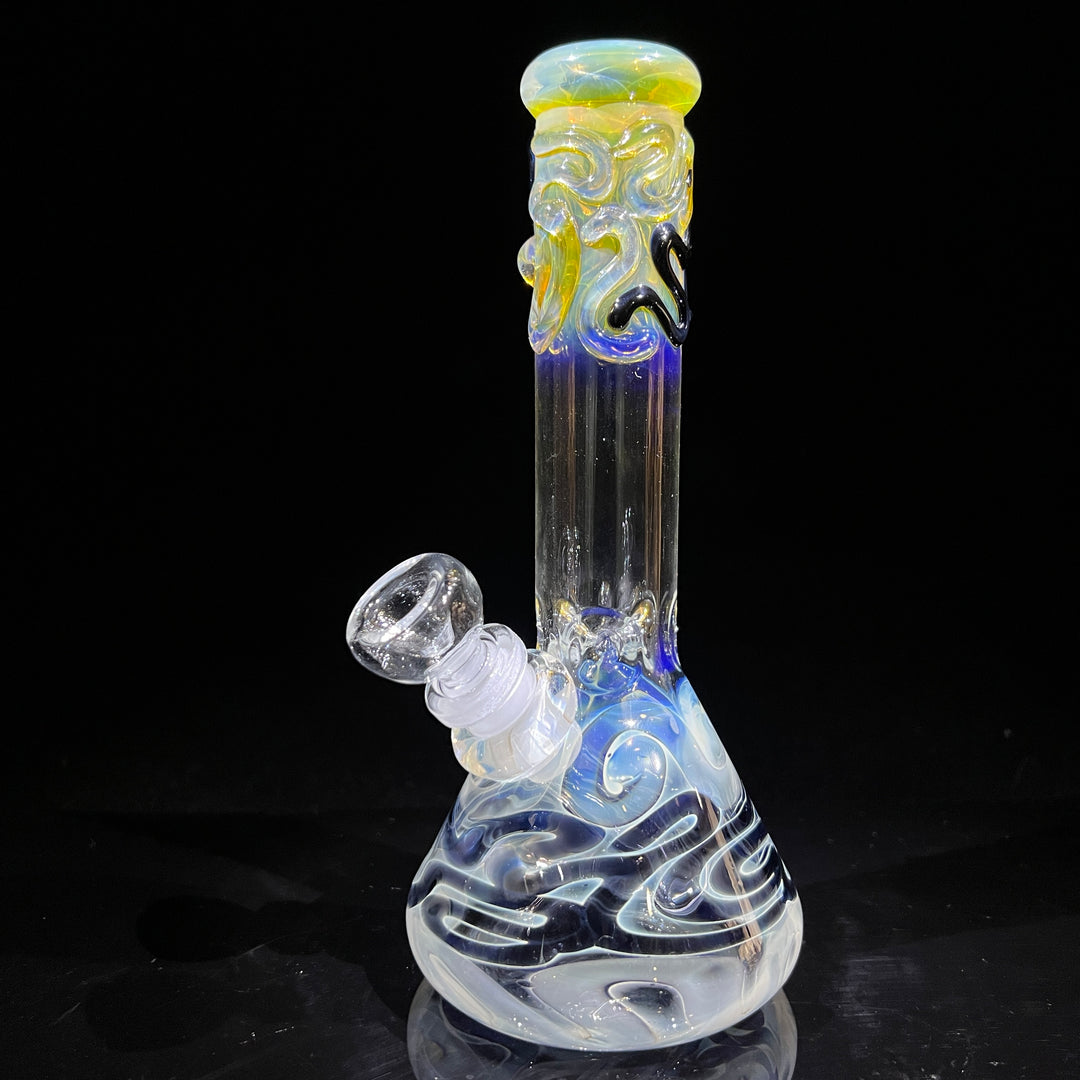 8" Fumed Color Squiggle Beaker Bong Glass Pipe Mary Jane's Glass   