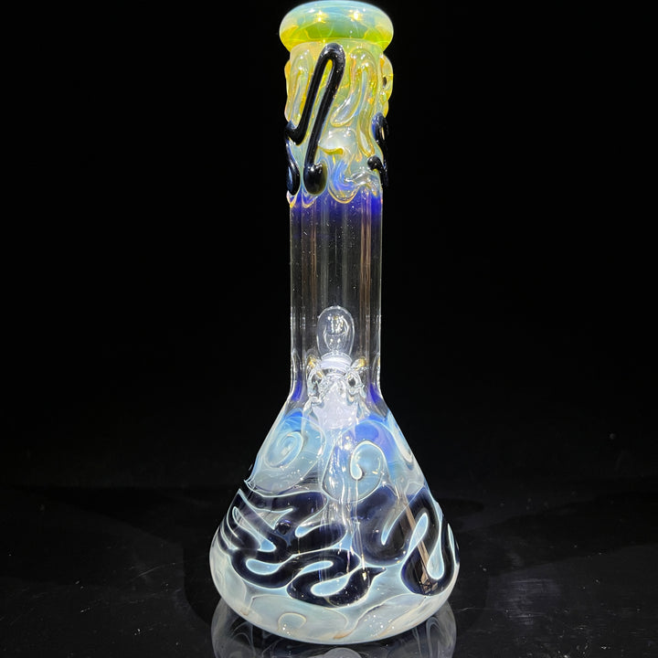 8" Fumed Color Squiggle Beaker Bong Glass Pipe Mary Jane's Glass   