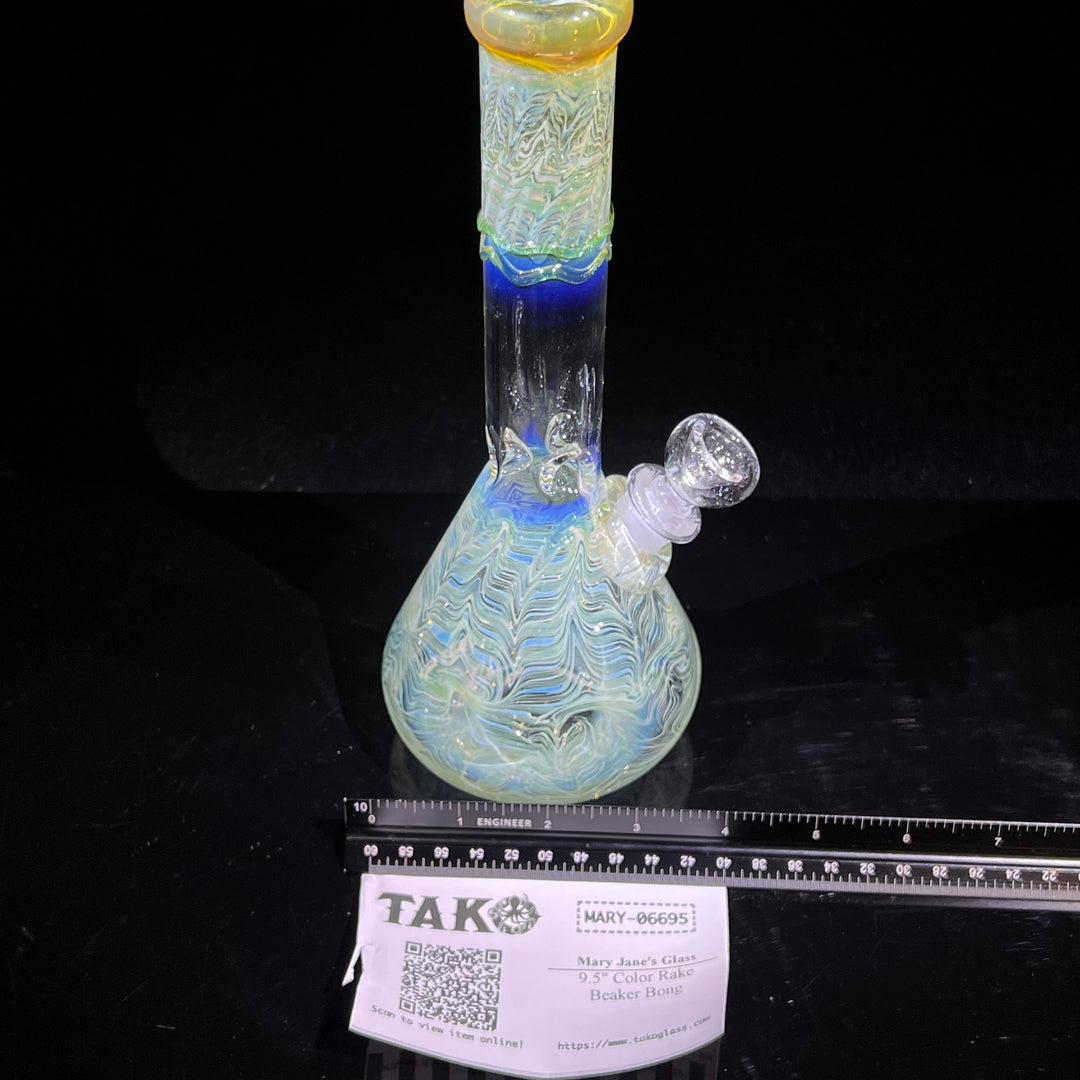 9.5" Color Rake Beaker Bong Glass Pipe Mary Jane's Glass   